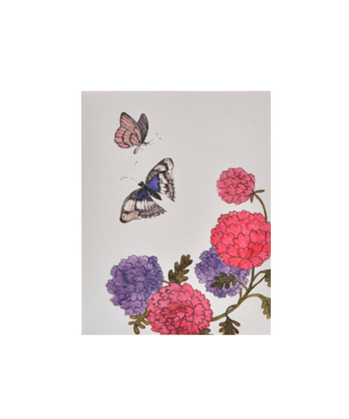 M Card - peony blossom